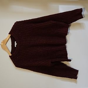 AE Cropped Knit Burgundy Sweater